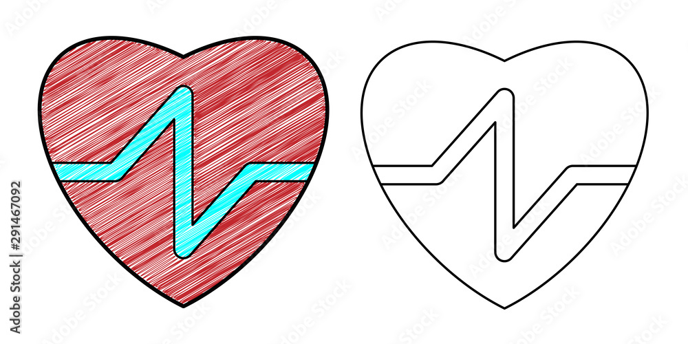 Poster heart icon design vector with texture. editable outline for other style