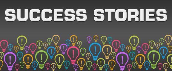 Success Stories Dark Colorful Bulbs With Text 