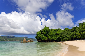 Wonderful holiday on beautiful and lonely lagoon on the paradise beach Cayo Levantado on Samana,...