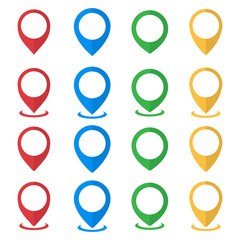 Set of map pointers in a flat design. Vector illustration