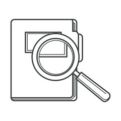 Folder with document files and magnifying glass, isolated icon