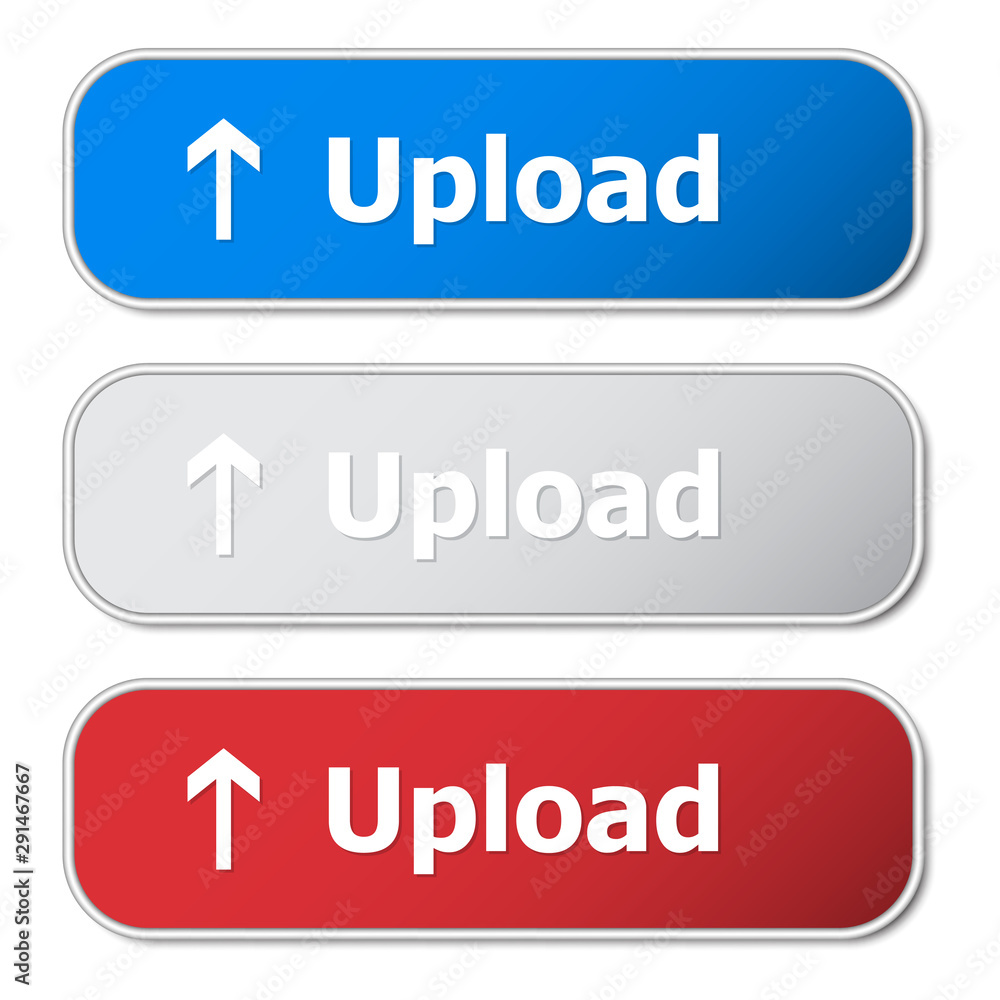Poster Set of upload button with metal frame and shadow