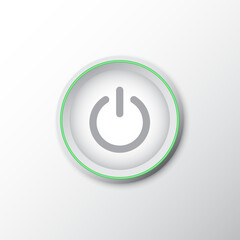 Power button with green line and shadow - obrazy, fototapety, plakaty