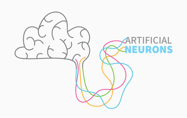 Brain and Artificial Electronic Neurons Banner Vector