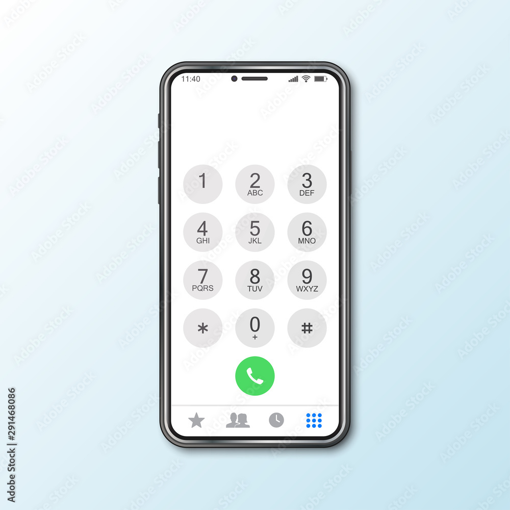 Poster mockup with smartphone with keypad for call