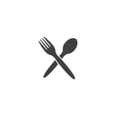 Fork and spoon icon in black color on a white background