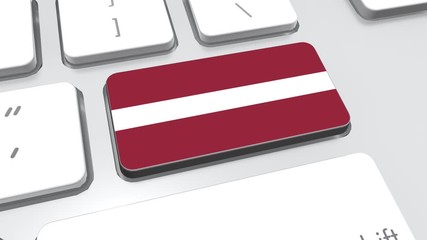 Latvia flag on computer keyboard.
