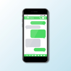 Mockup with smartphone with messenger window for social media