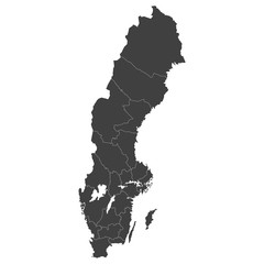 Sweden map with selected regions in black color on a white background © stas111