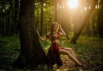 Female spirit mythology. Wilderness of virgin woods. She belongs tribe warrior women. Wild...
