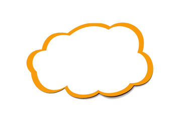 Golden speech bubble as a cloud with yellow border isolated on a white background. Copy space.