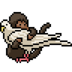 vector pixel art monkey bird