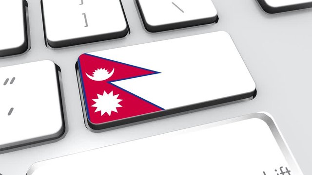 Nepal flag on computer keyboard.