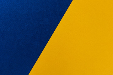 Texture paper yellow and blue. Background image. Minimalism, flat lay, place for text.