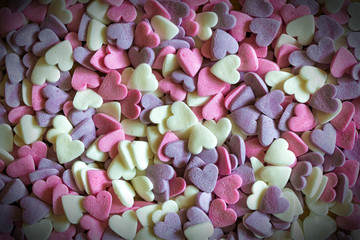 multicolored sugar in the form of hearts
