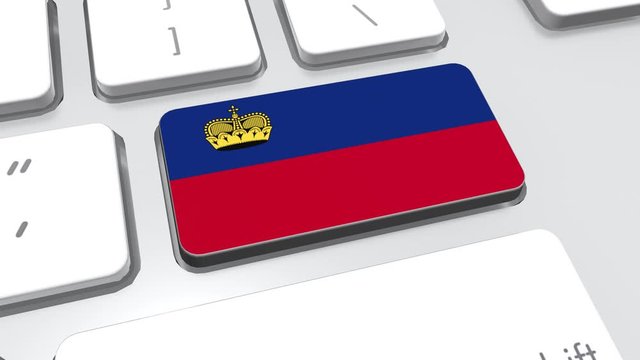 Liechtenstein flag on computer keyboard.