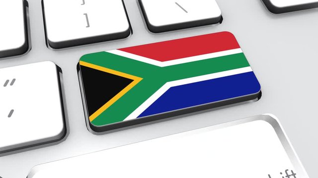 South africa flag on computer keyboard.