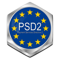 PSD2 Payment Services Directive 2 Button - 3D illustration