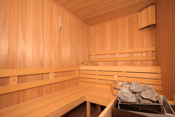 Empty wooden sauna room