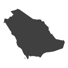 Saudi Arabia map in black color on a white background
