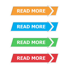 Read more buttons set in a flat design with arrow on a white background