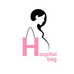 Pregnancy logo. Pregnant woman silhouette. 