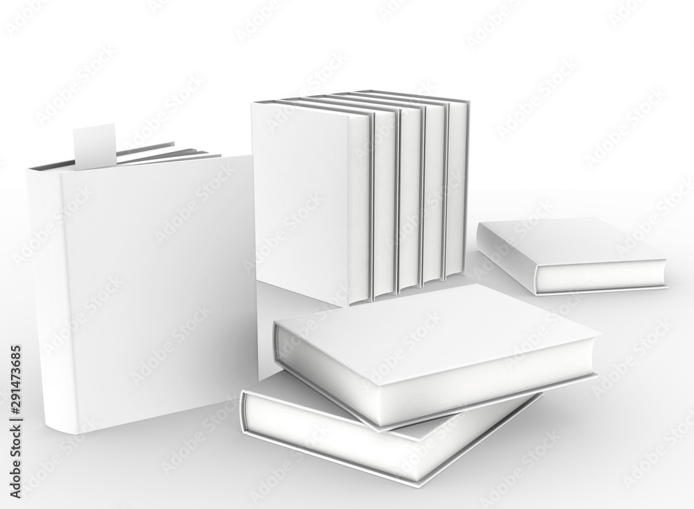 Aufkleber template empty book mockup set white background , 3d rendering