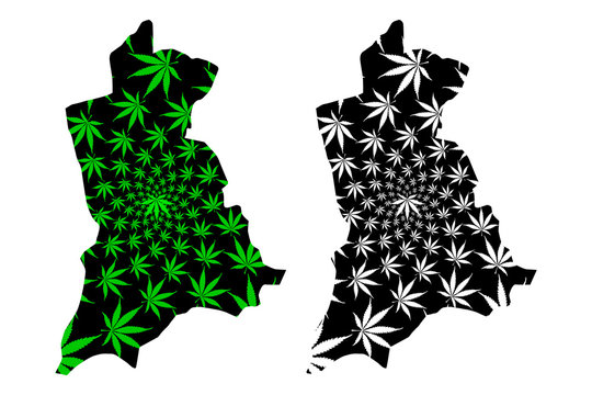 Anambra State (Subdivisions of Nigeria, Federated state of Nigeria) map is designed cannabis leaf green and black, Anambra map made of marijuana (marihuana,THC) foliage....