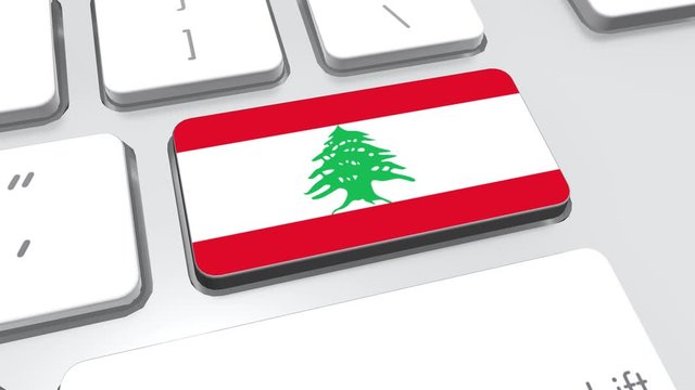 Lebanon flag on computer keyboard.