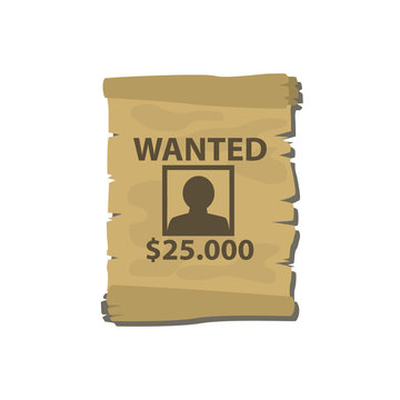Wintage wanted poster isolated on white photo-realistic vector illustration.