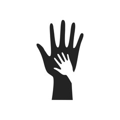 child holding woman's hand,vector illustration isolated on white.