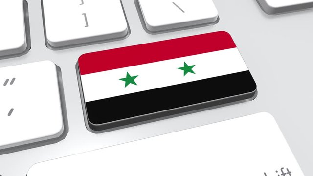 Syria flag on computer keyboard.