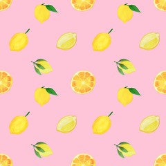 seamless pattern with fresh lemon fruits