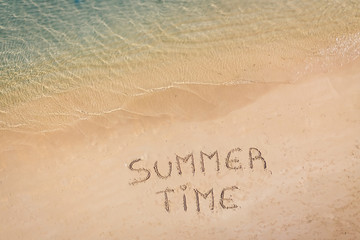 Drone view of the inscription on the sand 