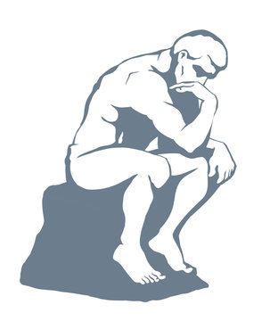 The statue the Thinker. Vector drawing