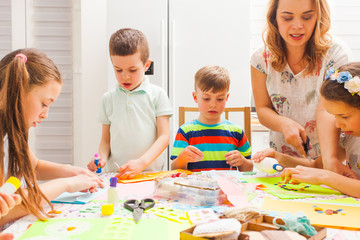 Children attend masterclass on making colourful postcards