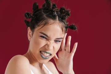 Emotional pretty punk teenage girl