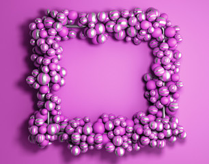 abstract background color frame as background with striped elegant balls 3d render