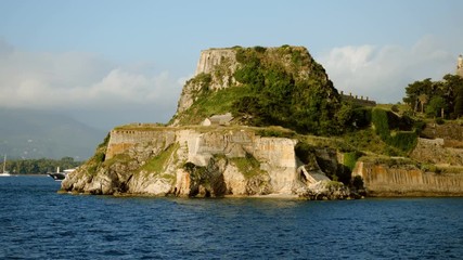 Exterior view of the old fortress the Paleo Frurio in Corfu in Greece. 4K