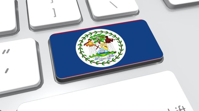 Belize flag on computer keyboard.