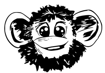 Funny monkey head - vector illustration in black color