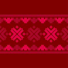 Seamless vector background with Norwegian snowflakes. Pixel snowflakes. Merry Christmas! Winter pattern. Can be used for wallpaper, textile, invitation card, wrapping, web page background.