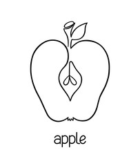 Apple drawing in one continuous line