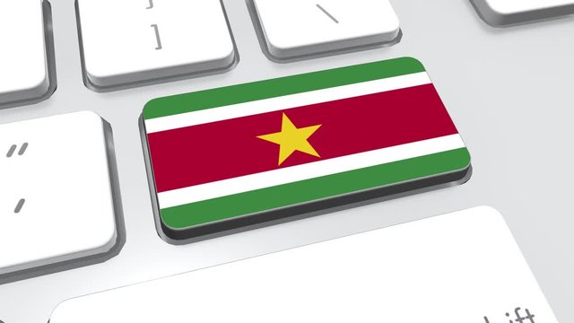 Suriname flag on computer keyboard.