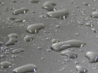 water drops at metallic surface