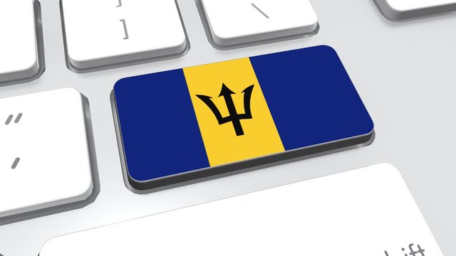 Barbados flag on computer keyboard.