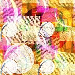 Obraz premium Multicolored geometric shapes with scuffs: circle, square, arc.