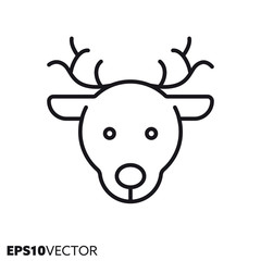Christmas reindeer vector line icon