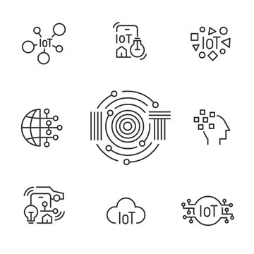Internet of things, IoT icons. Vector editable line style.