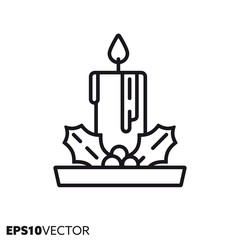 christmas candle vector line icon